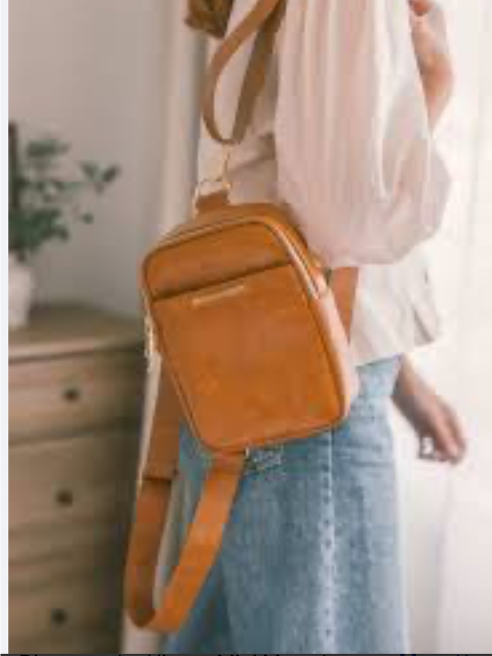 Compact Tan Crossbody Bag for Women - Minimal diaper Shoulder Bag